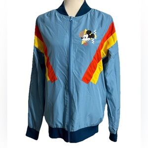 Disney Parks Mickey Mouse Light Blue Full Zip Windbreaker Jacket Size Small